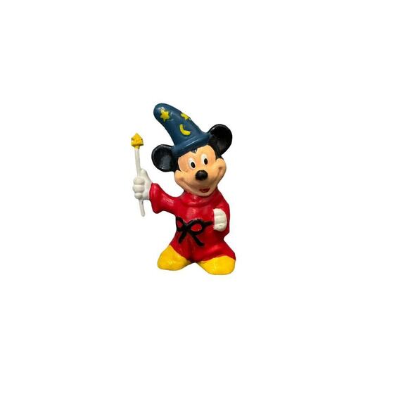 Walt Disney Productions Other - Disney Mickey Mouse Fantasia Wizard Magician w Candle 2" Figure PVC